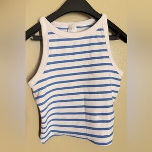 Zara Striped Tank Top in Blue and White